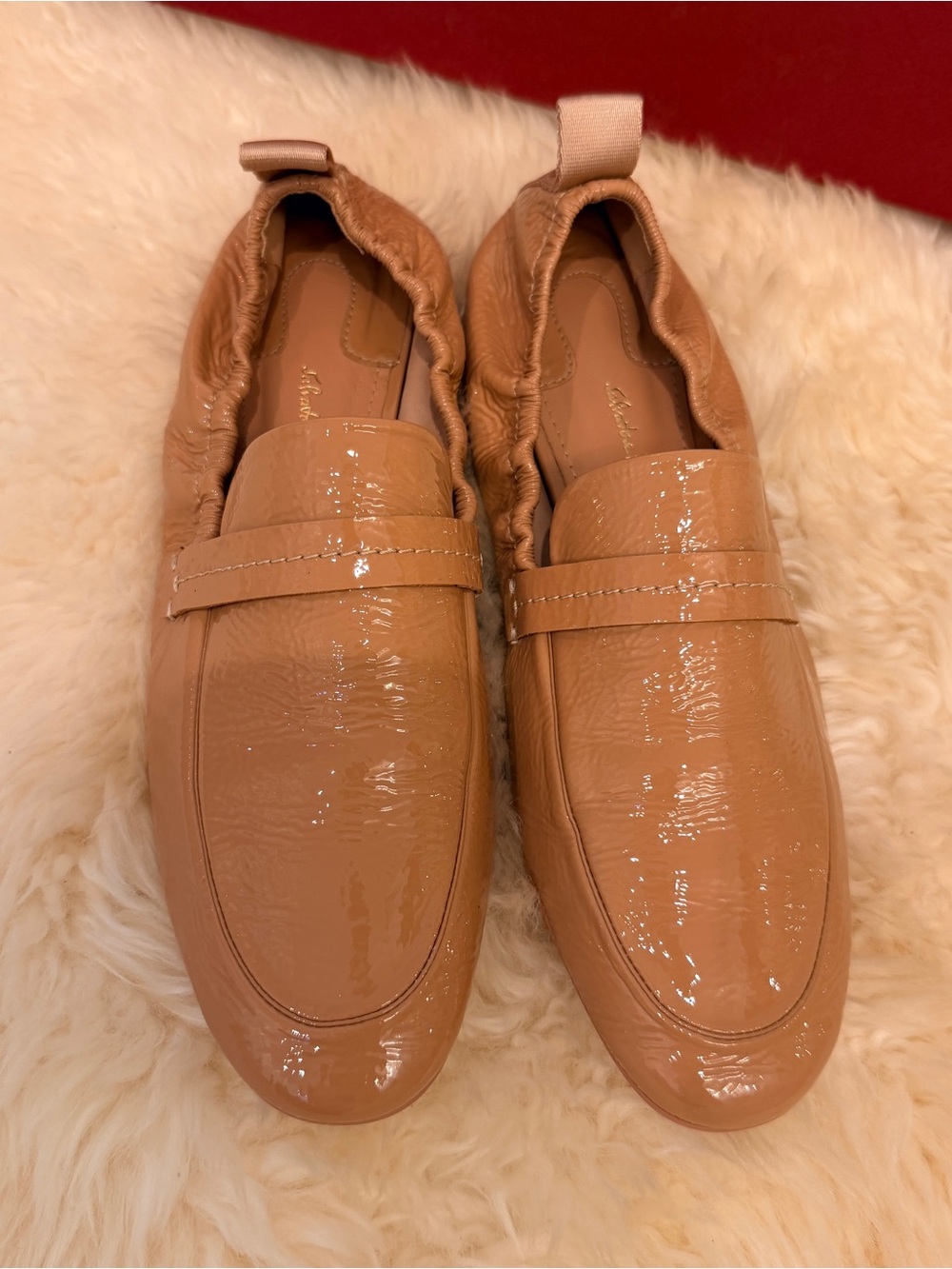 Salvatore Ferragamo Patent Leather Nude/Tan Loafers